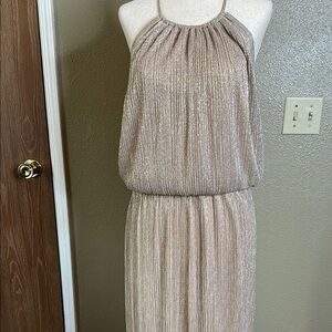 Elegant Metallic Halter Dress